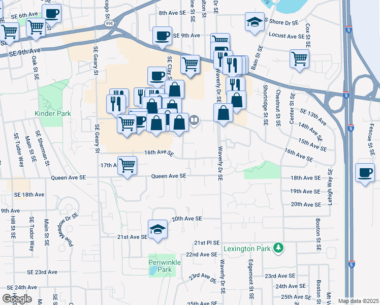 map of restaurants, bars, coffee shops, grocery stores, and more near 1555 Dolores Way in Albany