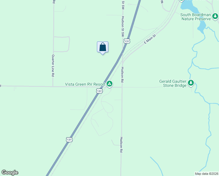 map of restaurants, bars, coffee shops, grocery stores, and more near 6100 Larson Road in South Boardman