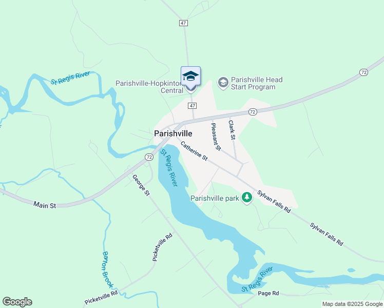 map of restaurants, bars, coffee shops, grocery stores, and more near 17 Catherine Street in Potsdam