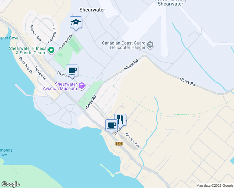 map of restaurants, bars, coffee shops, grocery stores, and more near 43 Kilgar Road in Shearwater