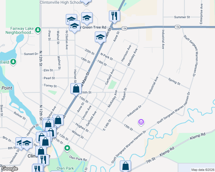 map of restaurants, bars, coffee shops, grocery stores, and more near 160 Garfield Avenue in Clintonville