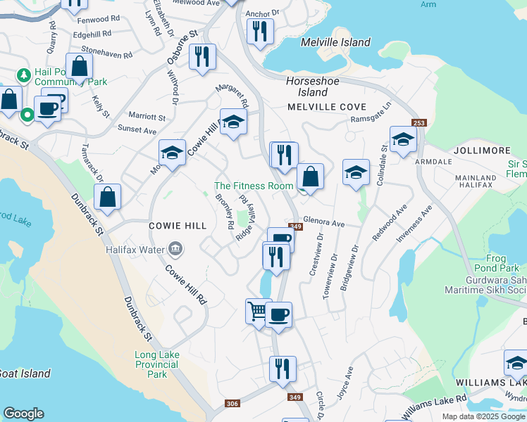 map of restaurants, bars, coffee shops, grocery stores, and more near 80 Cavendish Road in Halifax