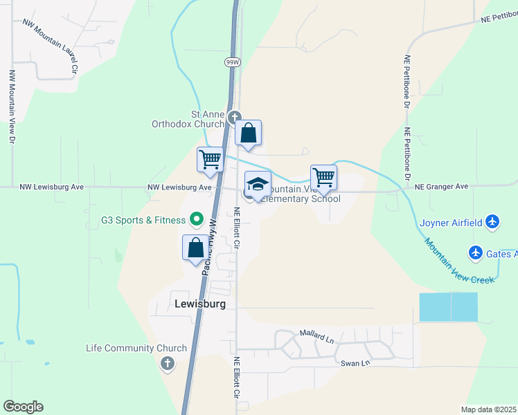 map of restaurants, bars, coffee shops, grocery stores, and more near 340 NE Granger Ave in Corvallis