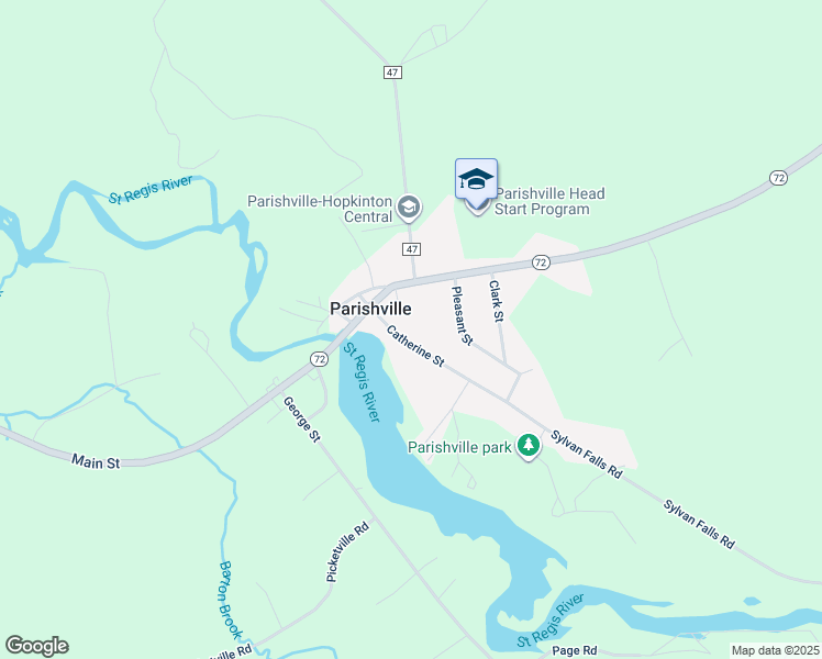 map of restaurants, bars, coffee shops, grocery stores, and more near 17 Catherine Street in Potsdam