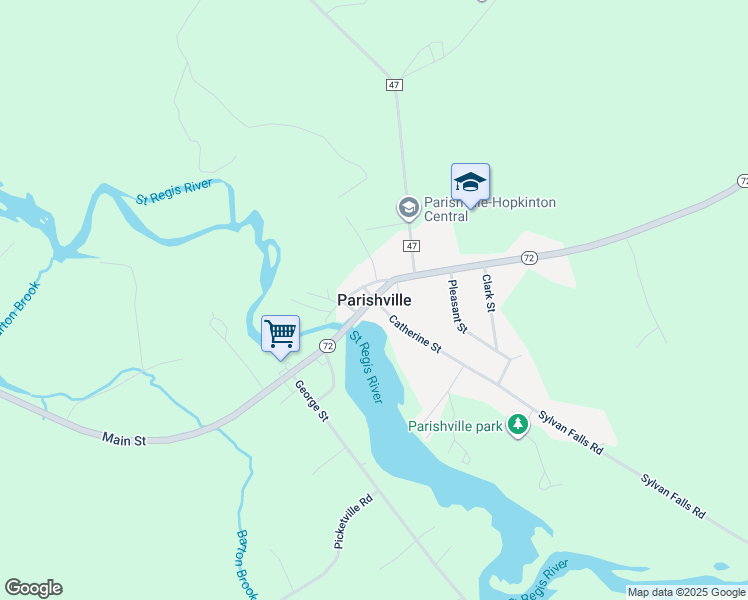 map of restaurants, bars, coffee shops, grocery stores, and more near in Parishville