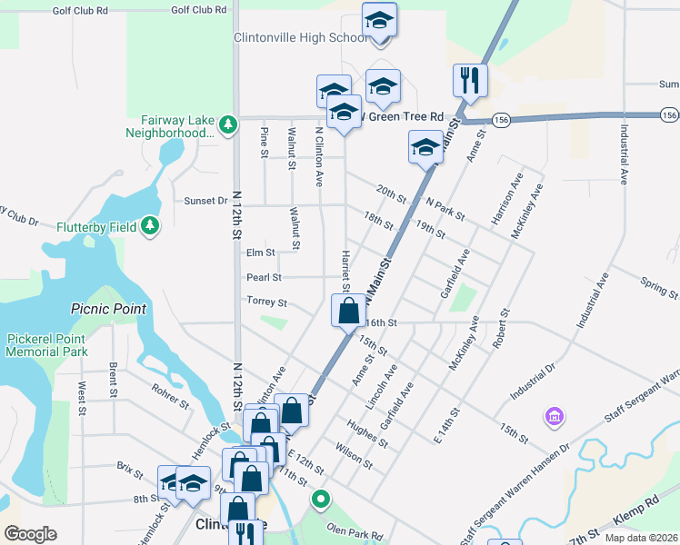 map of restaurants, bars, coffee shops, grocery stores, and more near 159 Motor Street in Clintonville
