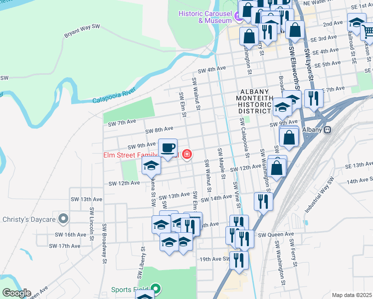 map of restaurants, bars, coffee shops, grocery stores, and more near 1040 Southwest 9th Avenue in Albany