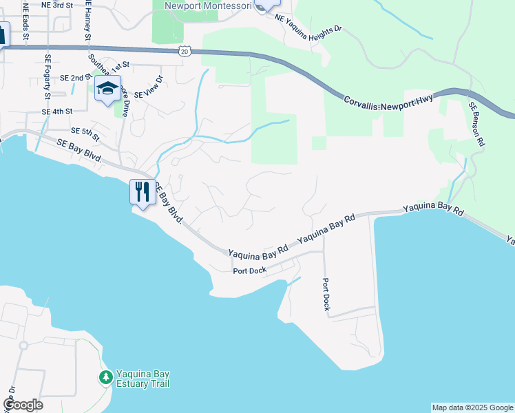 map of restaurants, bars, coffee shops, grocery stores, and more near 1498 Vista Ct in Newport