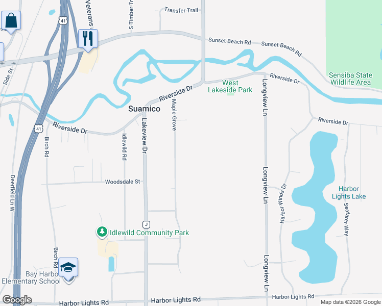 map of restaurants, bars, coffee shops, grocery stores, and more near 3186 Maple Grove in Suamico