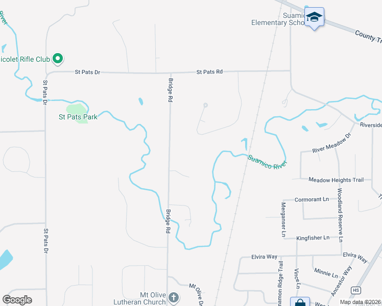 map of restaurants, bars, coffee shops, grocery stores, and more near 3208 Bridge Road in Green Bay
