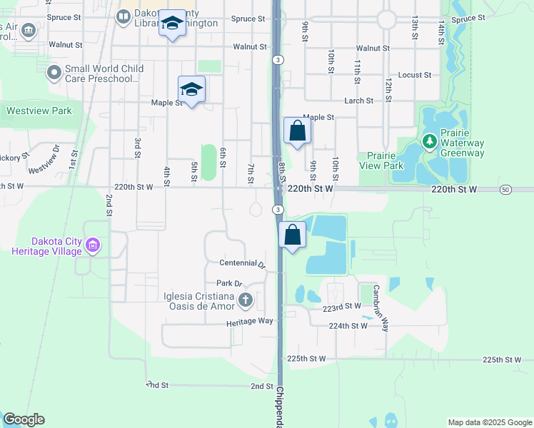 map of restaurants, bars, coffee shops, grocery stores, and more near 1128 Highland Circle in Farmington