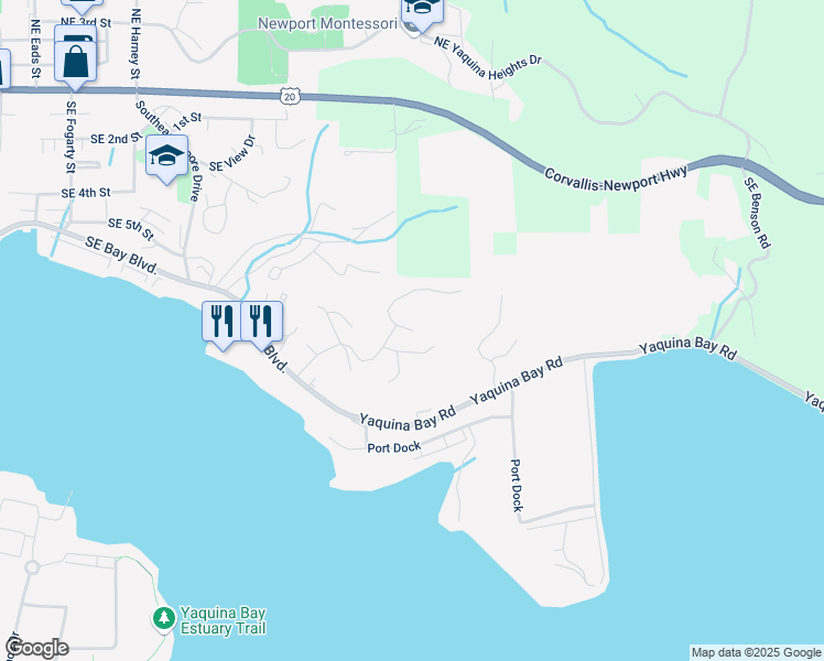 map of restaurants, bars, coffee shops, grocery stores, and more near 1498 Vista Ct in Newport