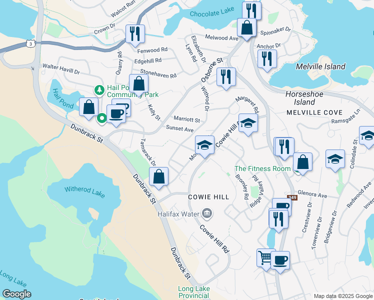 map of restaurants, bars, coffee shops, grocery stores, and more near 6A Wildwood Avenue in Halifax