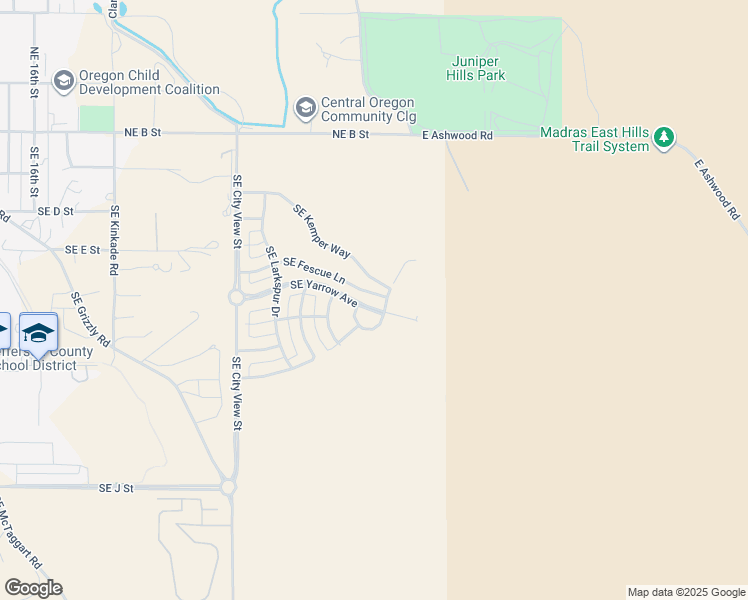 map of restaurants, bars, coffee shops, grocery stores, and more near 1304 Southeast Yarrow Avenue in Madras