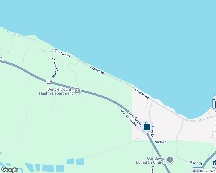 map of restaurants, bars, coffee shops, grocery stores, and more near 6432-6498 Ridge Drive in Benzonia