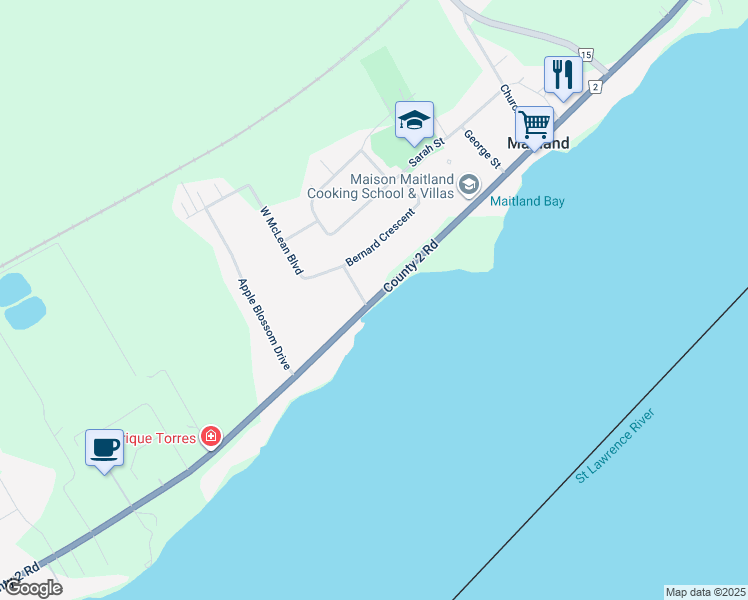 map of restaurants, bars, coffee shops, grocery stores, and more near 1236 Leeds and Grenville 2 in Brockville