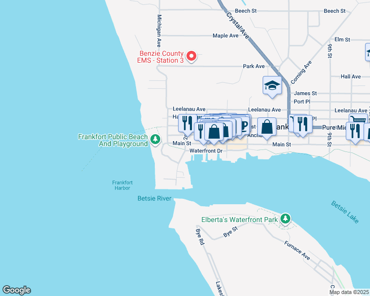 map of restaurants, bars, coffee shops, grocery stores, and more near 2nd Street in Frankfort