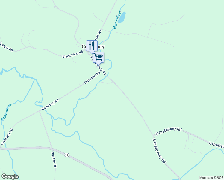 map of restaurants, bars, coffee shops, grocery stores, and more near 266 South Craftsbury Road in Craftsbury