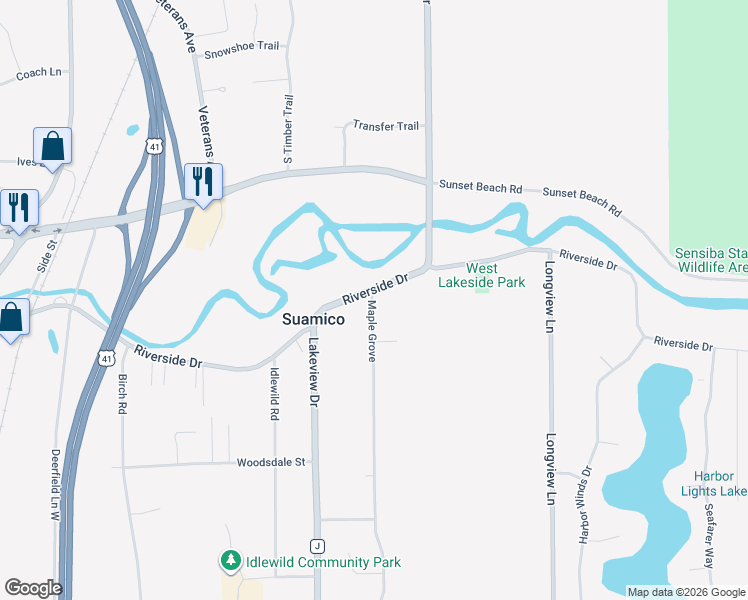map of restaurants, bars, coffee shops, grocery stores, and more near 3302 Maple Grove in Suamico