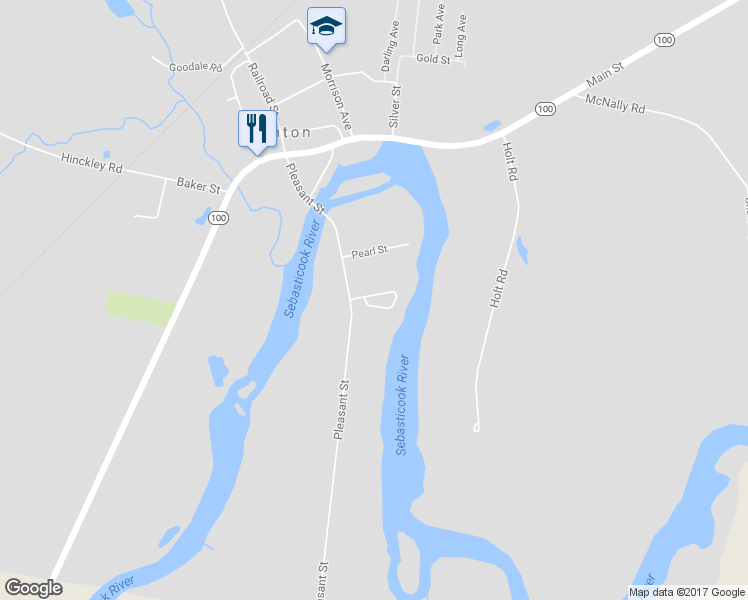 map of restaurants, bars, coffee shops, grocery stores, and more near 28 Sebasticook Drive in Clinton