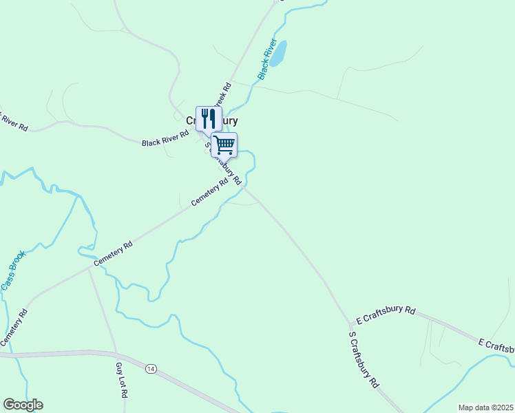 map of restaurants, bars, coffee shops, grocery stores, and more near 266 South Craftsbury Road in Craftsbury