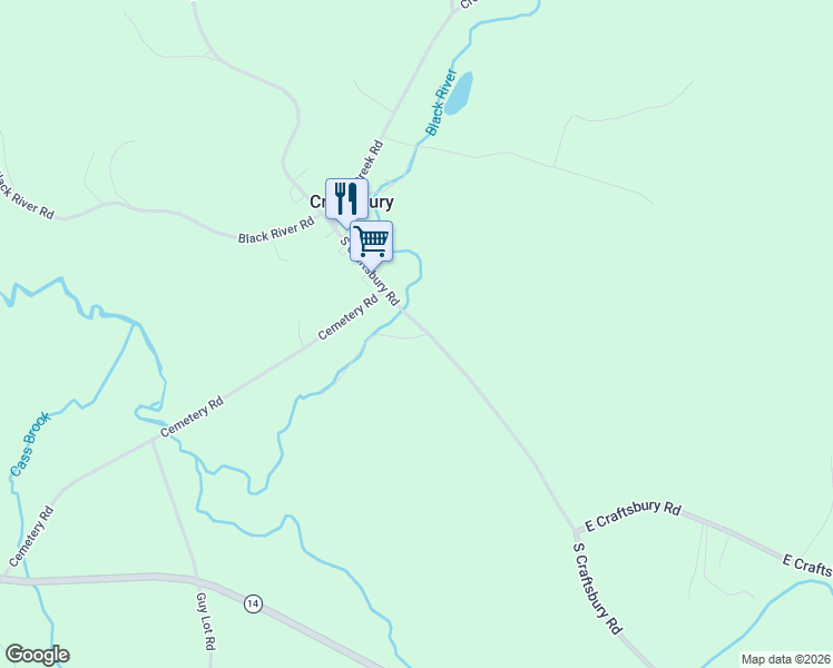 map of restaurants, bars, coffee shops, grocery stores, and more near 266 South Craftsbury Road in Craftsbury