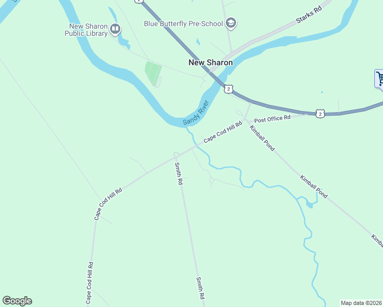 map of restaurants, bars, coffee shops, grocery stores, and more near 16 Webster Road in New Sharon