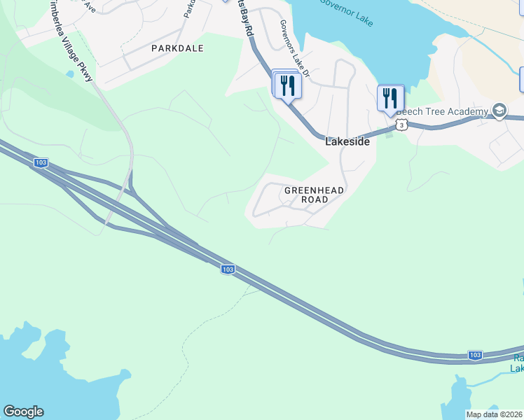 map of restaurants, bars, coffee shops, grocery stores, and more near 25 High Road in Lakeside