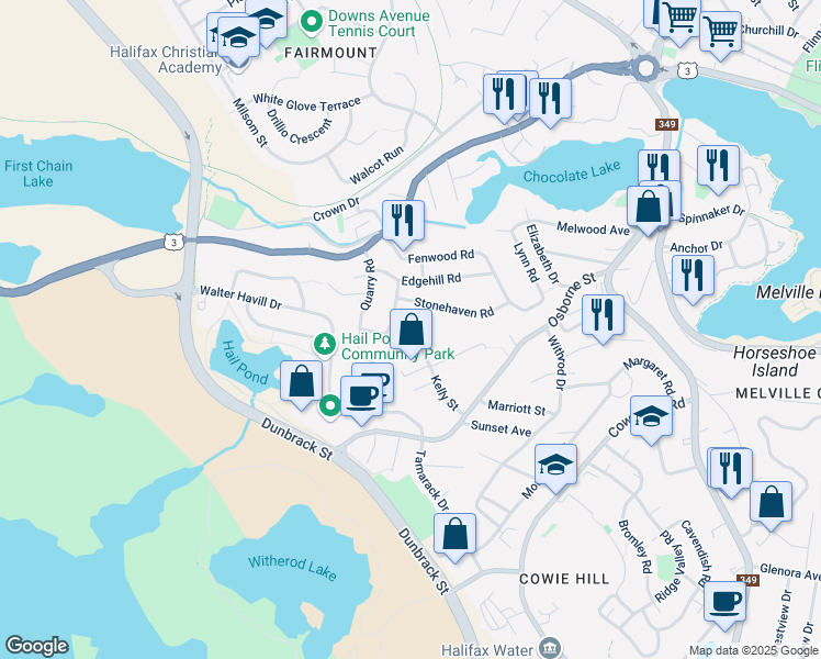 map of restaurants, bars, coffee shops, grocery stores, and more near 26 Alton Drive in Halifax