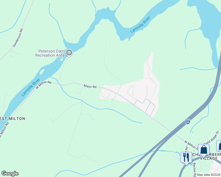 map of restaurants, bars, coffee shops, grocery stores, and more near 144 West Milton Road in Chittenden County