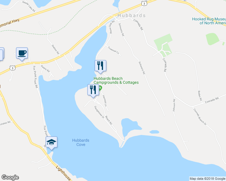 map of restaurants, bars, coffee shops, grocery stores, and more near 180 Shore Club Road in Hubbards