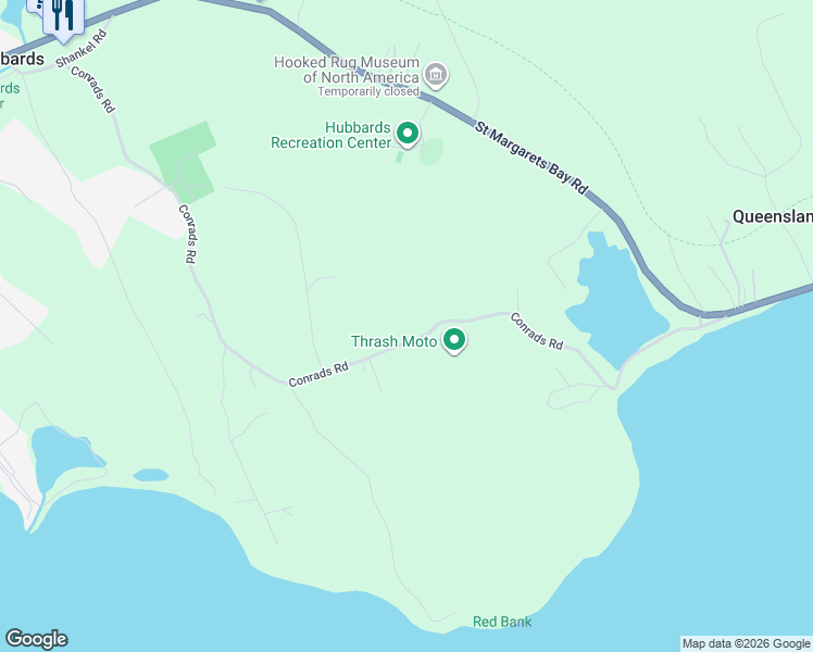 map of restaurants, bars, coffee shops, grocery stores, and more near 391 Conrads Road in Hubbards