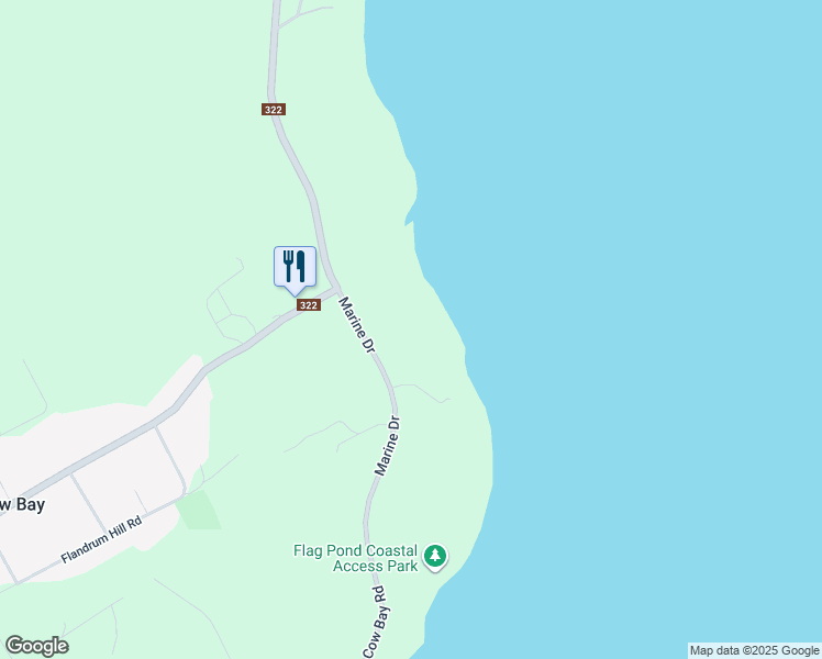 map of restaurants, bars, coffee shops, grocery stores, and more near 1929 Cow Bay Road in Cow Bay