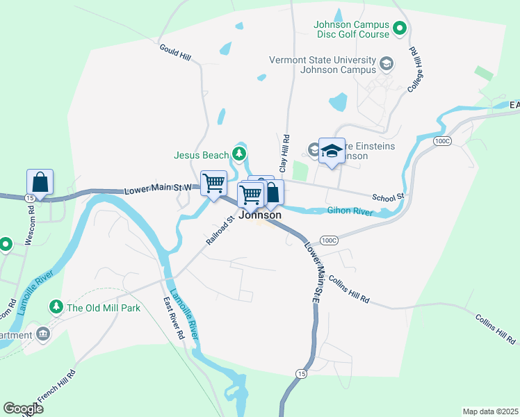 map of restaurants, bars, coffee shops, grocery stores, and more near in Johnson