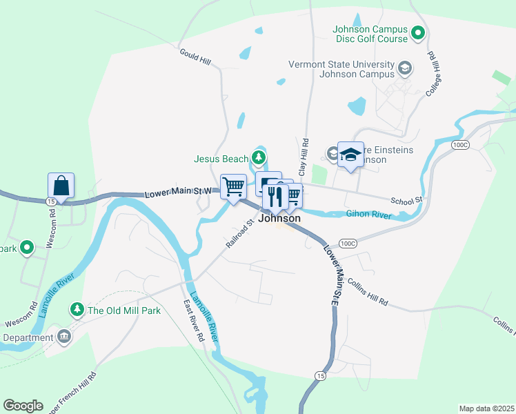 map of restaurants, bars, coffee shops, grocery stores, and more near in Johnson