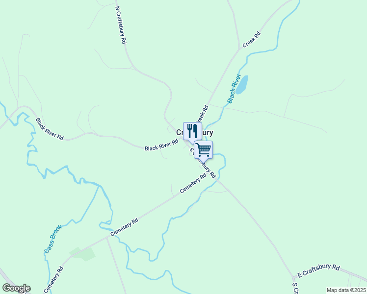 map of restaurants, bars, coffee shops, grocery stores, and more near 12 South Craftsbury Road in Craftsbury