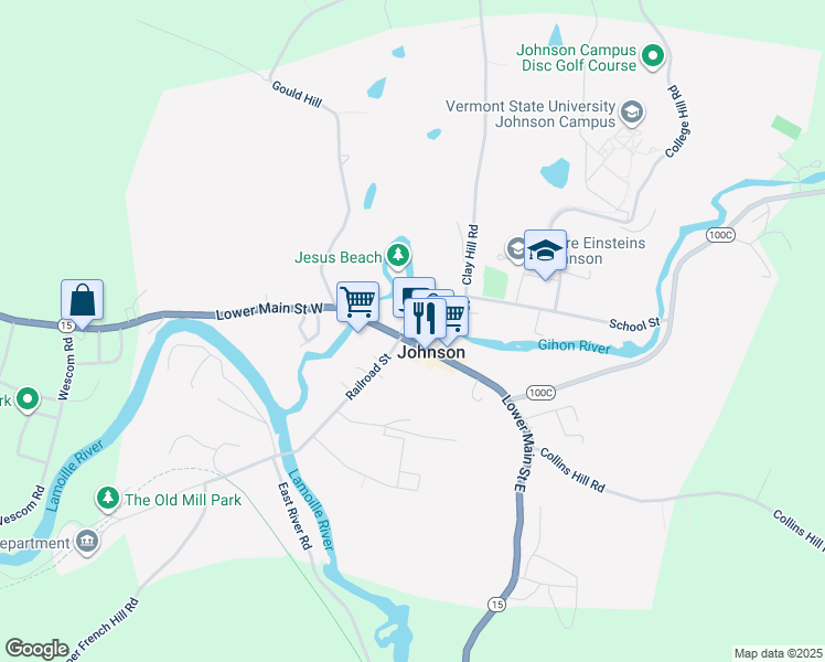 map of restaurants, bars, coffee shops, grocery stores, and more near in Johnson