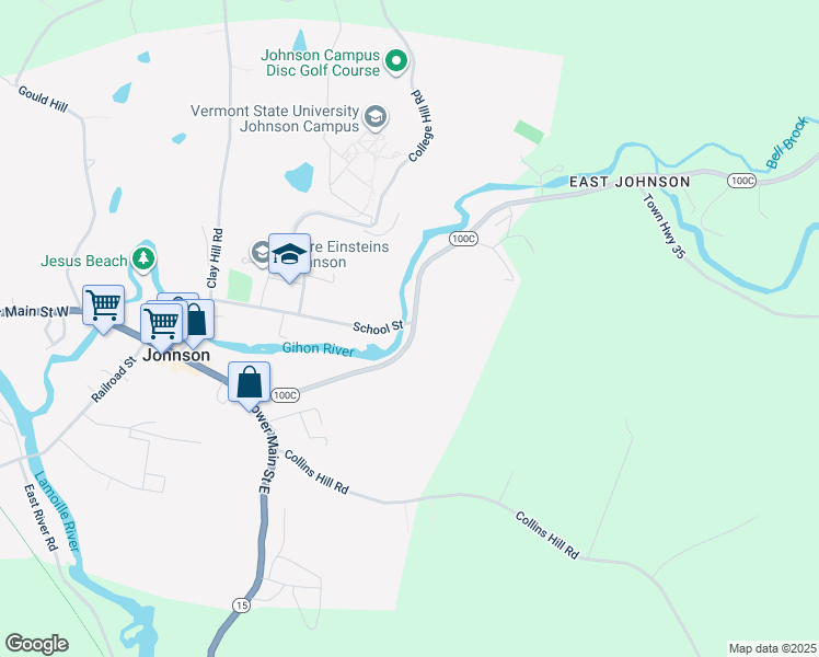 map of restaurants, bars, coffee shops, grocery stores, and more near 373 Vermont 100C in Johnson