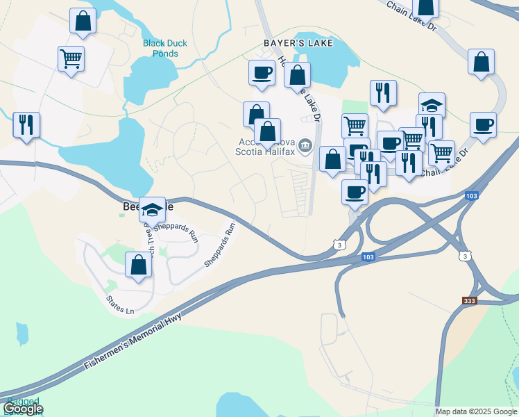 map of restaurants, bars, coffee shops, grocery stores, and more near 326 Higgins Avenue in Beechville