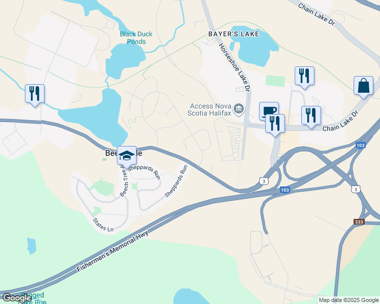 map of restaurants, bars, coffee shops, grocery stores, and more near 56 Rampart Court in Beechville