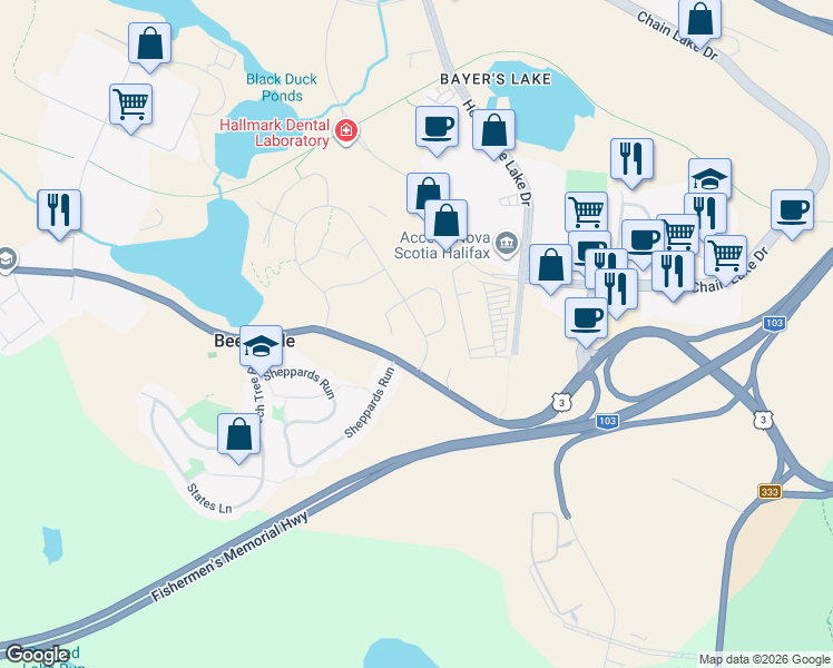 map of restaurants, bars, coffee shops, grocery stores, and more near 309 Higgins Avenue in Halifax