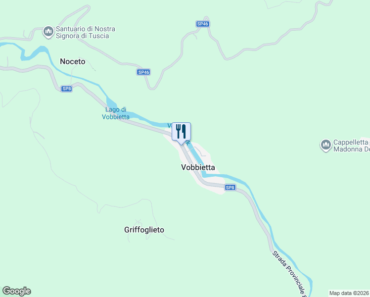 map of restaurants, bars, coffee shops, grocery stores, and more near Strada Provinciale 8 in Genoa