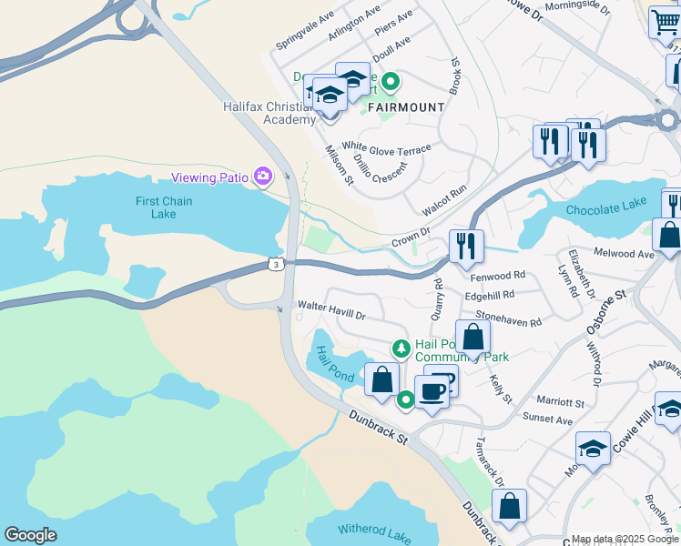 map of restaurants, bars, coffee shops, grocery stores, and more near 710 Saint Margarets Bay Road in Halifax