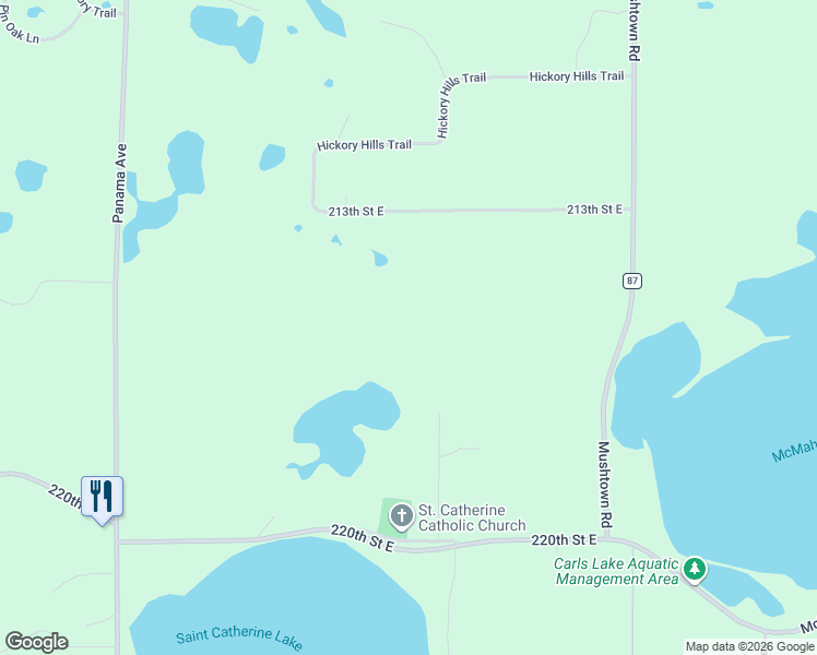 map of restaurants, bars, coffee shops, grocery stores, and more near 21770 Calmor Avenue in Prior Lake