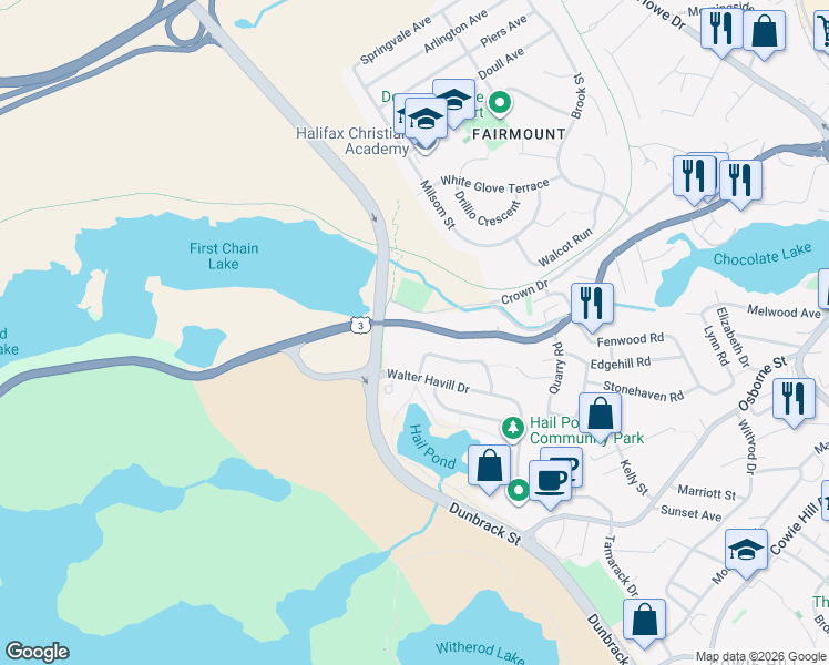map of restaurants, bars, coffee shops, grocery stores, and more near 744 Saint Margarets Bay Road in Halifax