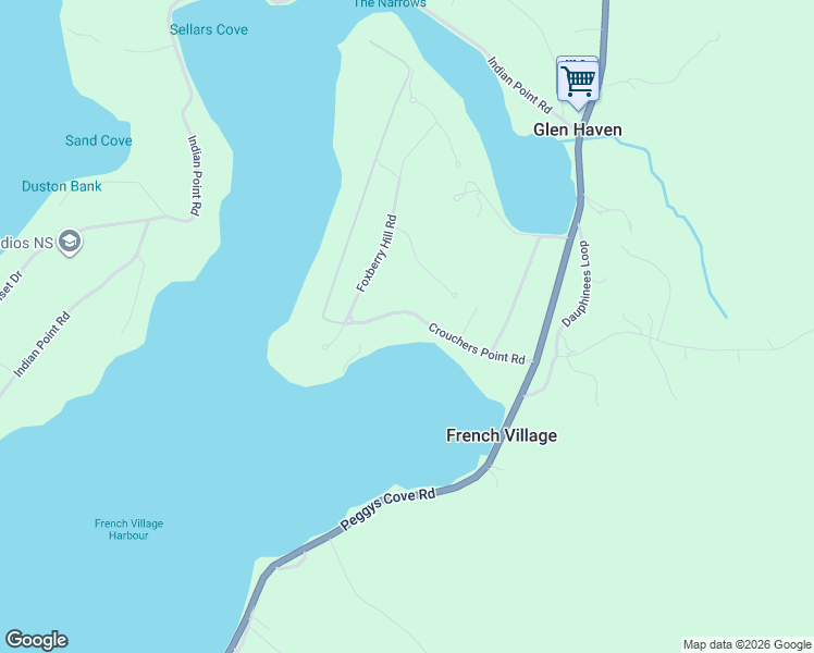 map of restaurants, bars, coffee shops, grocery stores, and more near 40 Crouchers Point Road in Glen Haven