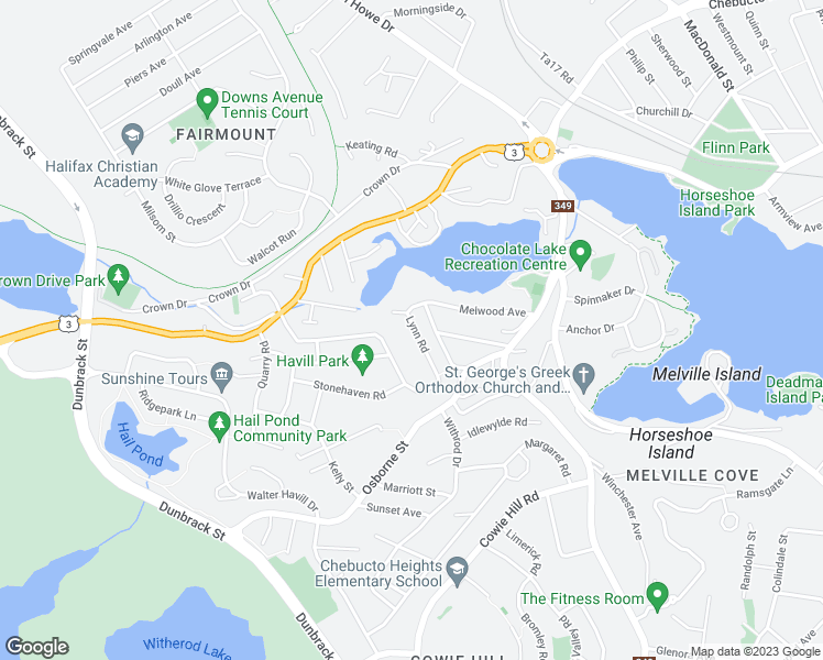 map of restaurants, bars, coffee shops, grocery stores, and more near 24 Lynn Road in Halifax