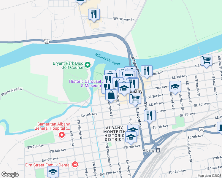 map of restaurants, bars, coffee shops, grocery stores, and more near 431 West 1st Avenue in Albany