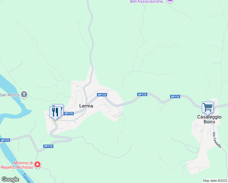 map of restaurants, bars, coffee shops, grocery stores, and more near 23 Via XXV Aprile in Lerma