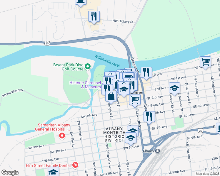 map of restaurants, bars, coffee shops, grocery stores, and more near 431 West 1st Avenue in Albany